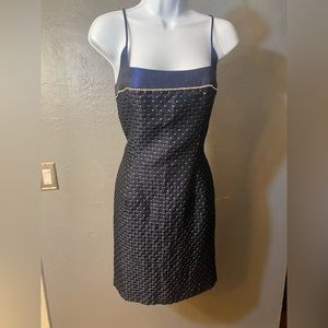 JESSICA MCCLINTOCK Midnight blue strap dress with silver embellishments